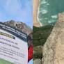 Prefeitura colocou placas no local para sinalizar situação aos turistas; entenda o caso.