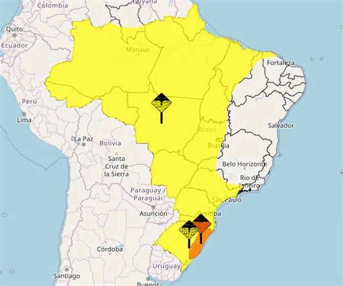 Chuvas aumentam em boa parte do Brasil e onda de calor termina no Sul