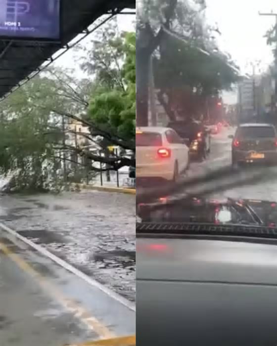 Manhã chuvosa em Fortaleza com ruas alagadas preocupa motoristas