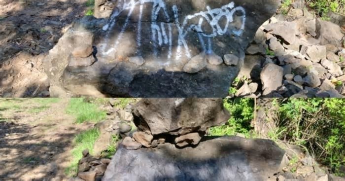 Homem é multado e expulso de Fernando de Noronha após pichar pedras e placas