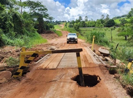 Ponte no km 12 da Linha 160 é interditada após fortes chuvas em Alta Floresta D´Oeste