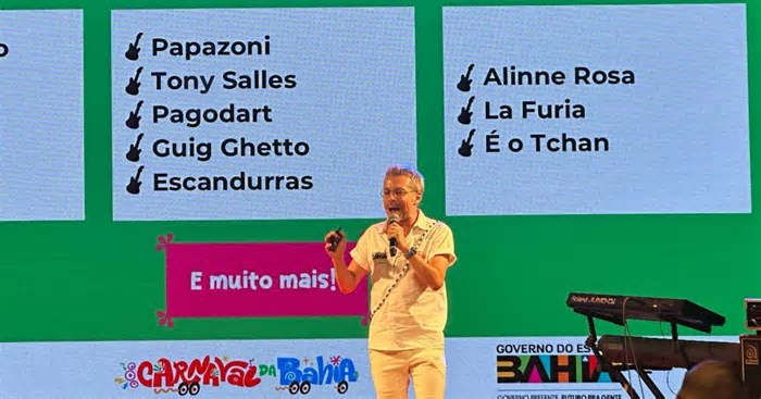 Governo do estado anuncia palco em comemoração aos 40 anos do Axé e atrações do Carnaval de Salvador; confira