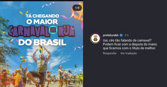 ‘Ficamos com o título de melhor’, comenta PBH em ‘briga’ entre SP, Recife e Salvador sobre melhor Carnaval do Brasil