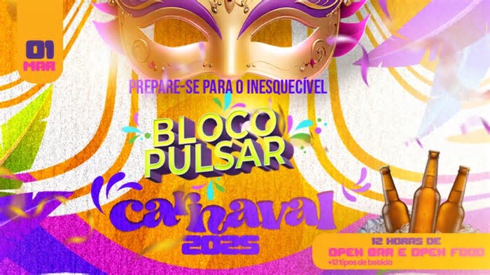 Bloco Pulsar 2025 agita Goiânia com open bar, open food e line-up de peso