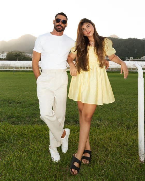 Cauã Reymond posta com a filha Sofia no Rio Open e altura da menina impressiona
