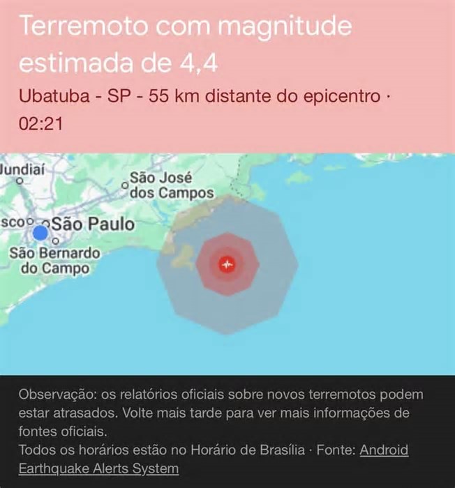 Terremoto no Brasil? Moradores de São Paulo e do Rio de Janeiro recebem alerta do Google