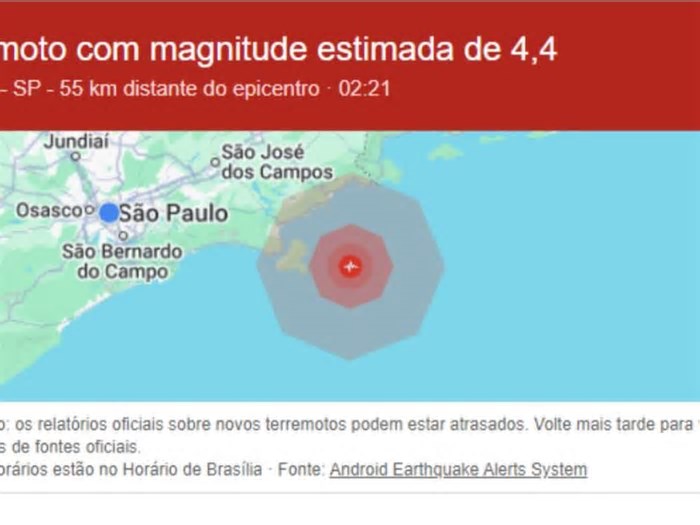 Alerta de terremoto no celular: Google desativa sistema no Brasil após falsa notificação