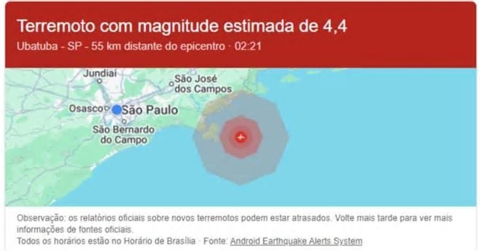 Saiba como funciona o sistema do Google que emitiu alerta de terremoto no Brasil