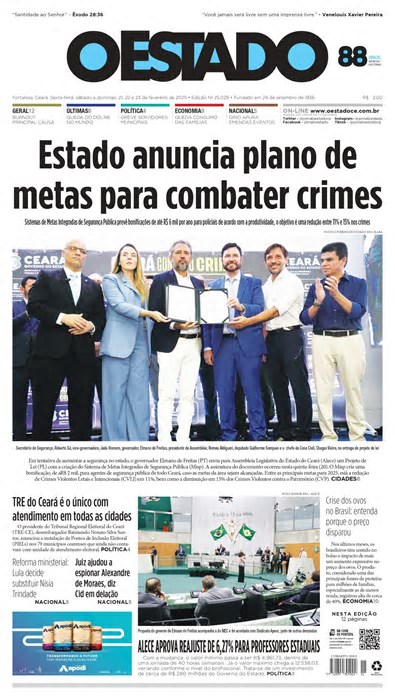 Fortaleza, Ceará, Sexta-feira, sábado e domingo, 21, 22 e 23 de fevereiro de 2025 – Edição 25.029