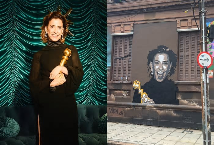 Fernanda Torres é homenageada em pintura urbana de Porto Alegre