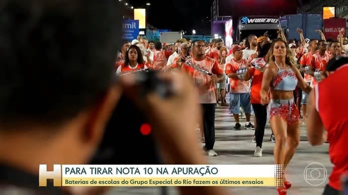 Baterias do Grupo Especial do Rio fazem últimos ajustes na Sapucaí: 'Aqui a gente treina em campo de jogo', diz diretor do Salgueiro