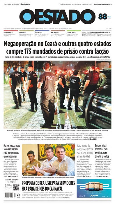 Fortaleza, Ceará, Terça-feira, 25 de fevereiro de 2025 – Edição 25.031