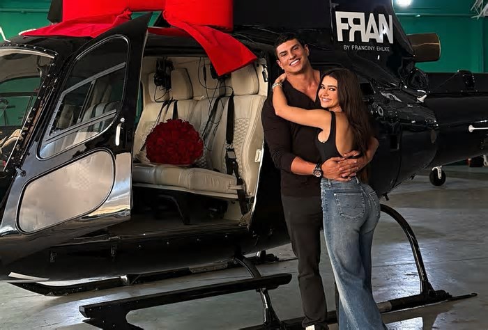 Franciny Ehlke esclarece dúvida sobre helicóptero que ganhou de marido bilionário