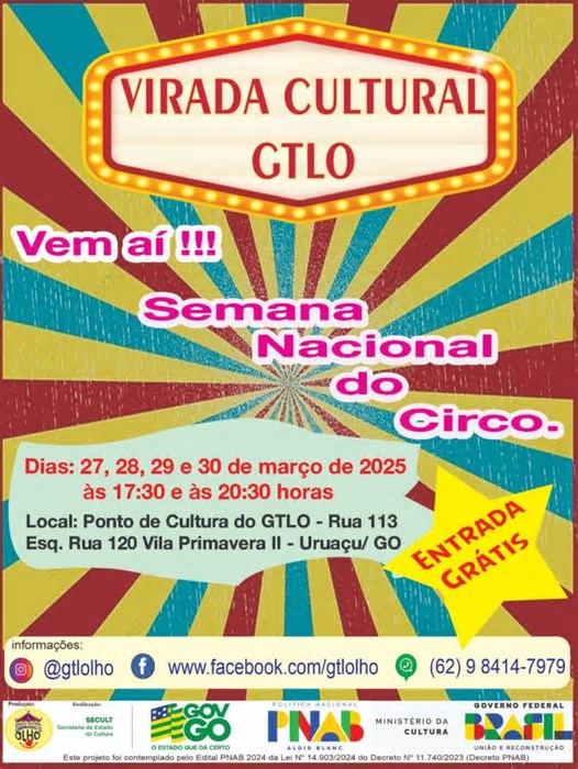 GTLO vai realizar a ‘Semana Nacional do Circo/2025’, em Uruaçu