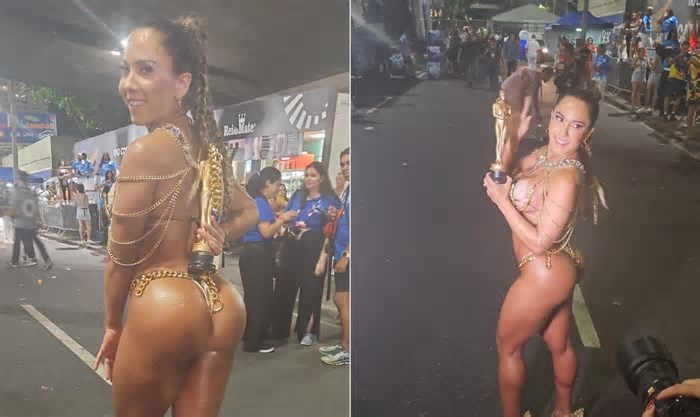 Mulher Melão homenageia prêmio e diz que Oscar vai para o bumbum: 'Todo mundo elogiando'
