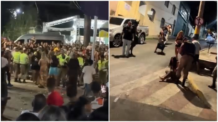 VÍDEO: Confrontos entre foliões e PM marcam carnaval em Brumadinho e Juiz de Fora