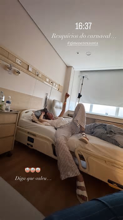 Luciana Gimenez surge em quarto de hospital após dias de folia: 'Resquícios de Carnaval'