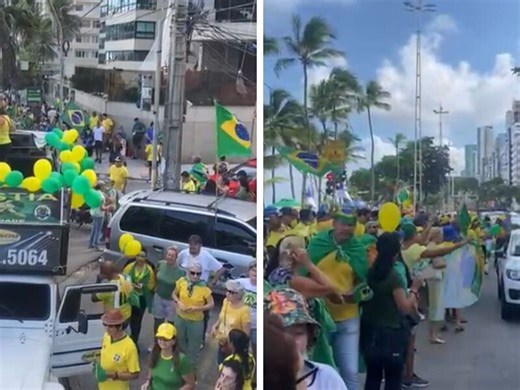 Apoiadores de Bolsonaro se reúnem na orla de Boa Viagem, no Recife, em ato por anistia