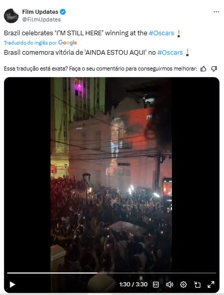 Copa do Mundo? Vídeo que mostra brasileiros comemorando Oscar viraliza; confira