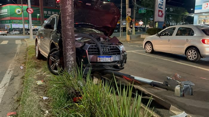 Condutora embriagada abandona acidente após derrubar coqueiro e danificar radar em Piracicaba