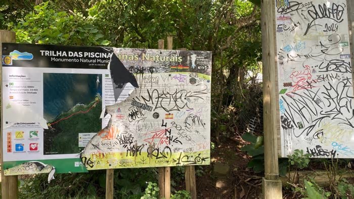O abandono e o vandalismo e uma das trilhas mais procuradas de Florianópolis