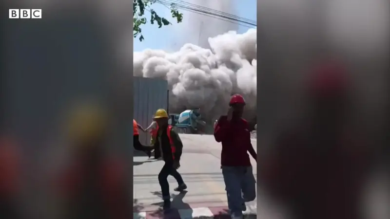 O momento em que prédio na Tailândia desaba após terremoto com epicentro em Mianmar; veja