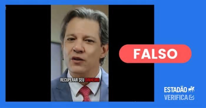 Vídeo em que Haddad parece indicar site para resgatar valores esquecidos foi gerado com IA