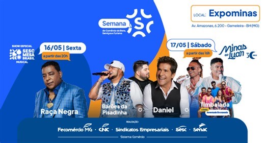 Grandes shows, Feirão de Empregos e atendimentos gratuitos em saúde: vem aí a Semana S, o maior evento Sistema Fecomércio MG