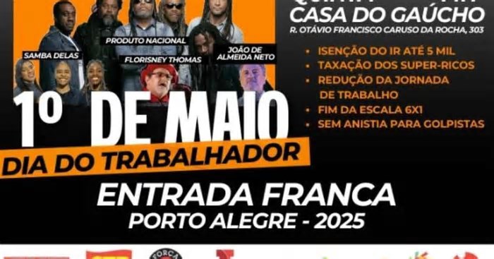 1° de Maio será marcado por shows gratuitos e luta por direitos em Porto Alegre