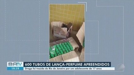 Caixa com mais 100 frascos de lança-perfume é apreendida em Feira de Santana nesta quarta