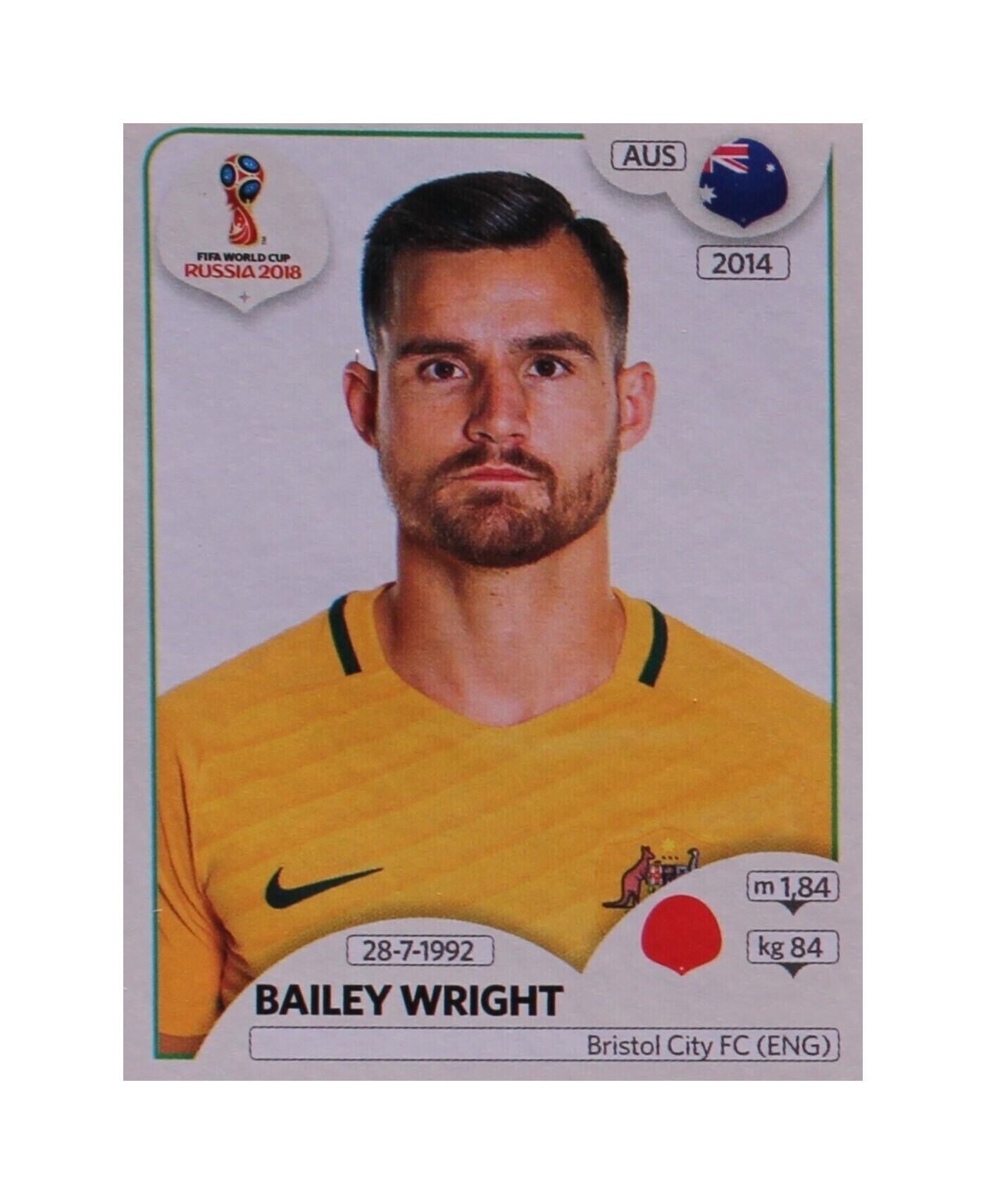 👉 Complete AUS217-Bailey Wright no álbum Copa do Mundo 2018