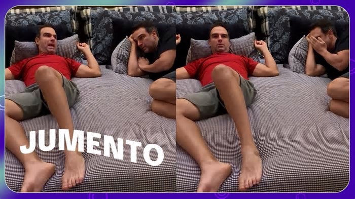 Tadeu Schmidt surge com 'irmão gêmeo' e brinca sobre bronca de João Gabriel em João Pedro, no BBB 25