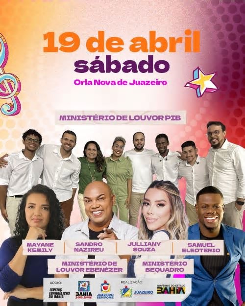 Festival gratuito de música gospel “Canta Bahia” chega à Juazeiro nos dias 18 e 19 de abril