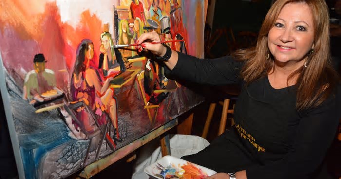 Artista Marília Chartune irá realizar sessões de pintura ao vivo na Galeria Arte Quadros, em Caxias do Sul