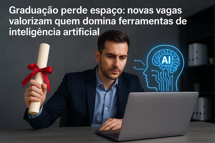 Uma nova tendência: graduação perde espaço — novas vagas de emprego valorizam quem domina ferramentas de inteligência artificial