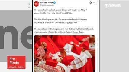 Conclave para escolher novo papa começa dia 7 de maio, anuncia Vaticano