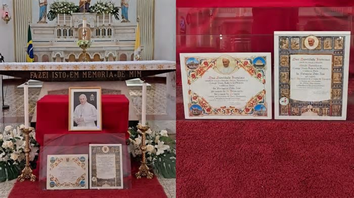 Paróquia de Campo Grande que recebeu bençãos do Papa Francisco monta altar com homenagem