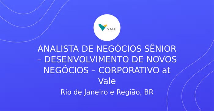 ANALISTA DE NEGÓCIOS SÊNIOR – DESENVOLVIMENTO DE NOVOS NEGÓCIOS – CORPORATIVO