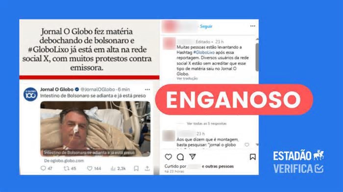 Texto compartilhado por ‘O Globo’ que ironiza saúde de Bolsonaro foi produzido por coluna de humor