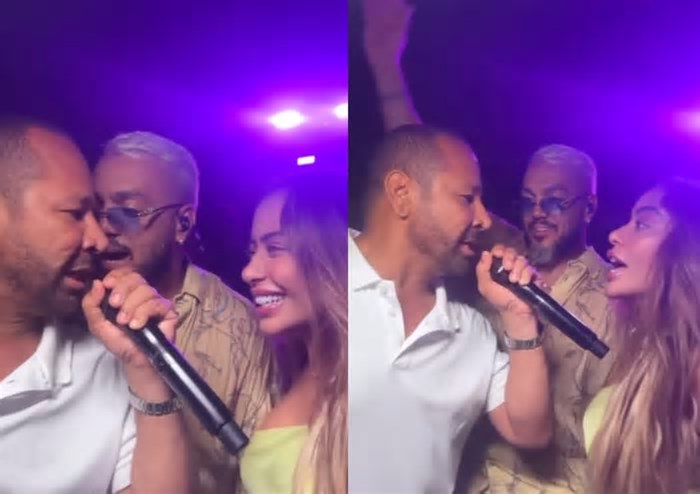 Neymar Pai e Rafaella Santos soltam a voz em show de Belo durante aniversário de amigo; vídeo