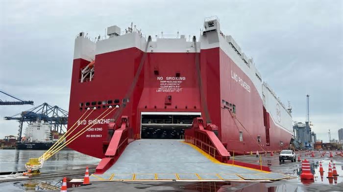 BYD atraca maior navio de carga do mundo com 7.000 carros em Itajaí (SC)