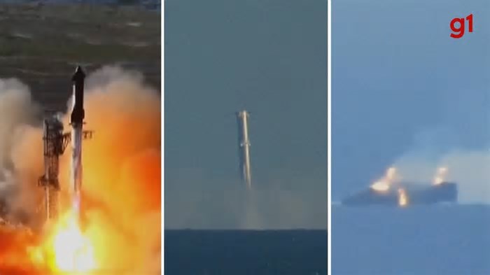 SpaceX reutiliza propulsor pela 1ª vez, mas Starship tem falha pela 3ª vez consecutiva