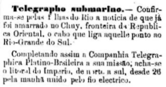 Há 150 anos: Cabo telegráfico submarino no Chuí completa a integração do litoral brasileiro