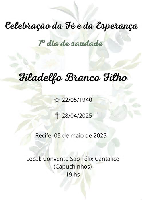 Missa de sétimo dia de Filadelfo Branco Filho