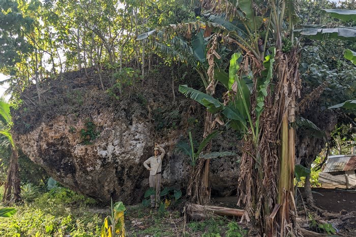 Como um rocha gigante se moveu no topo do penhasco de uma ilha no Pacífico