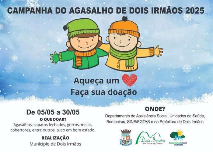 Dois Irmãos dá início à Campanha do Agasalho para aquecer o inverno de quem mais precisa