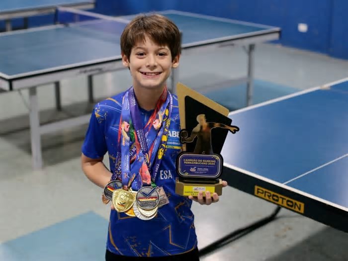 Conheça Lucas Giani, criança pernambucana de 10 anos destaque no tênis de mesa nacional