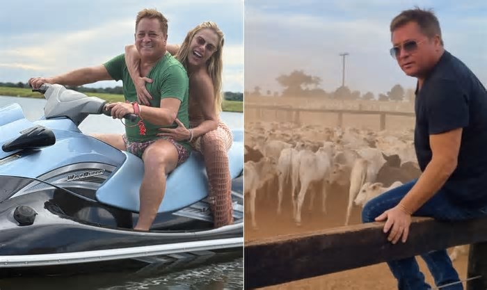 Fazenda de R$ 60 milhões de Leonardo tem criação de gado, passeio de jetski e até praia artificial; conheça