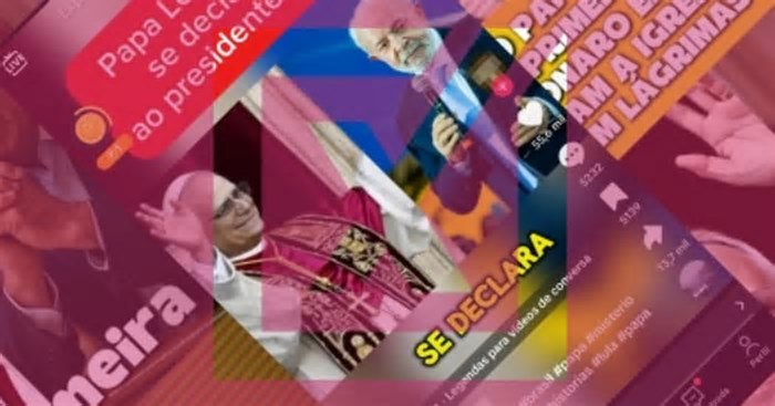 Declarações públicas do papa Leão XIV não citam nem Lula nem Bolsonaro; vídeos foram criados com IA