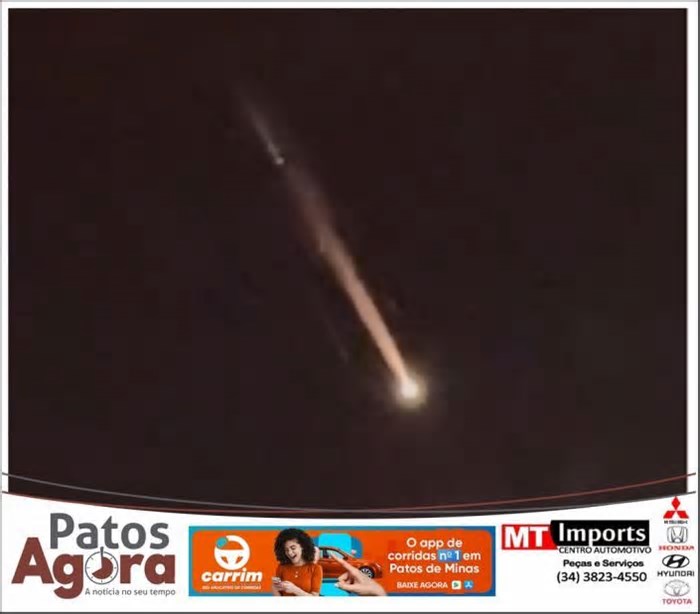 Lixo espacial reentrando na atmosfera é visto no céu de Patos de Minas
